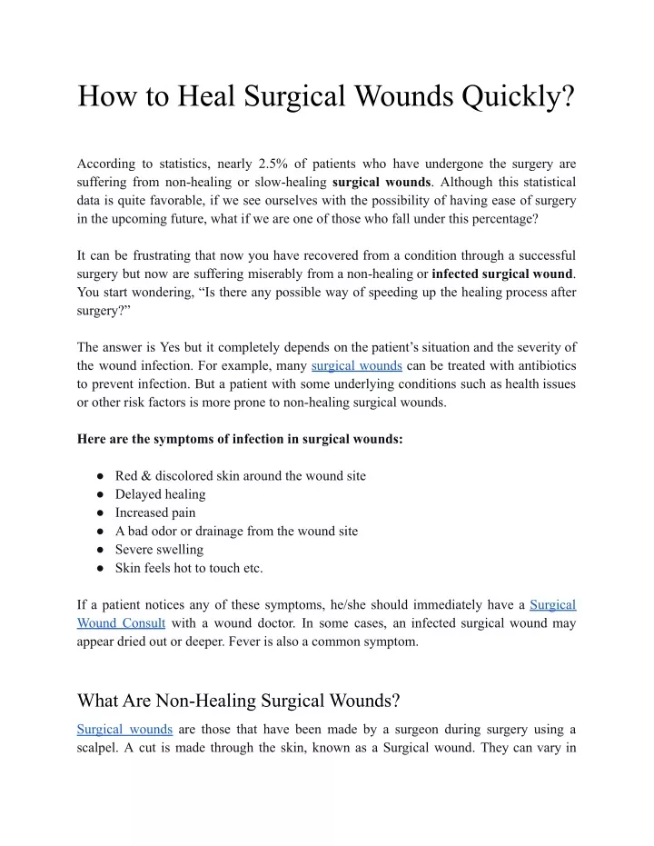 how to heal surgical wounds quickly