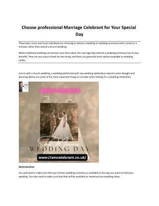 Choose professional Marriage Celebrant for Your Special Day ppt