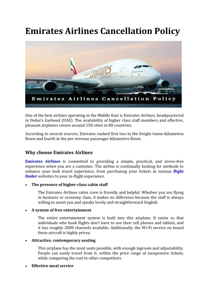 emirates airlines cancellation policy