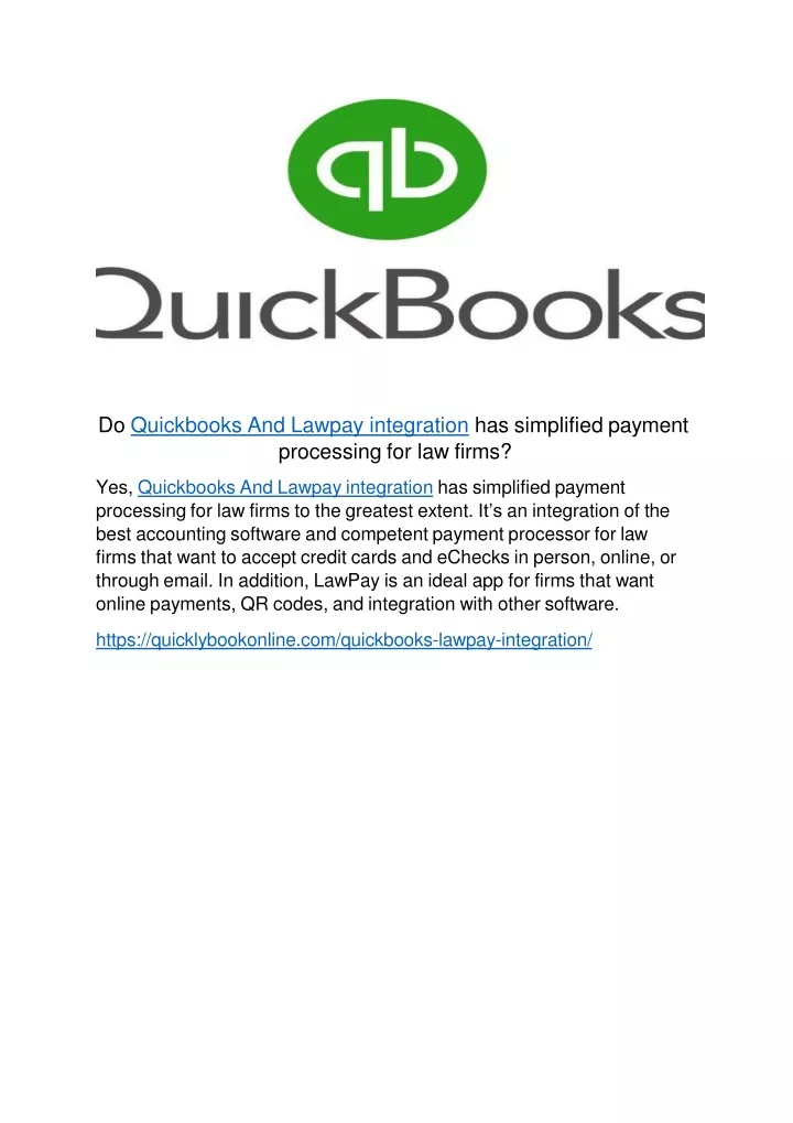 do quickbooks and lawpay integration