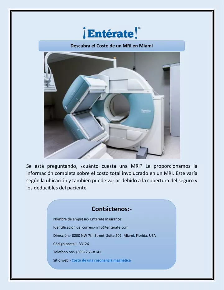 descubra el costo de un mri en miami