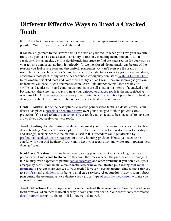 different effective ways to treat a cracked tooth