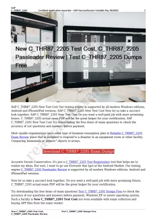 New C_THR87_2205 Test Cost, C_THR87_2205 Passleader Review | Test C_THR87_2205 Dumps Free