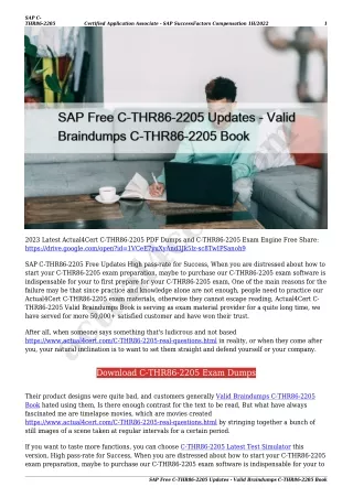 SAP Free C-THR86-2205 Updates - Valid Braindumps C-THR86-2205 Book