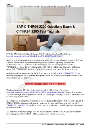 SAP C-THR94-2205 Questions Exam & C-THR94-2205 Test Tutorials