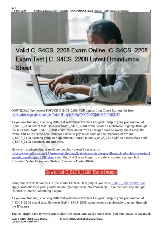 Valid C_S4CS_2208 Exam Online, C_S4CS_2208 Exam Test | C_S4CS_2208 Latest Braindumps Sheet
