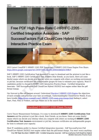 Free PDF High Pass-Rate C-HRHFC-2205 - Certified Integration Associate - SAP SuccessFactors Full Cloud/Core Hybrid 1H/20