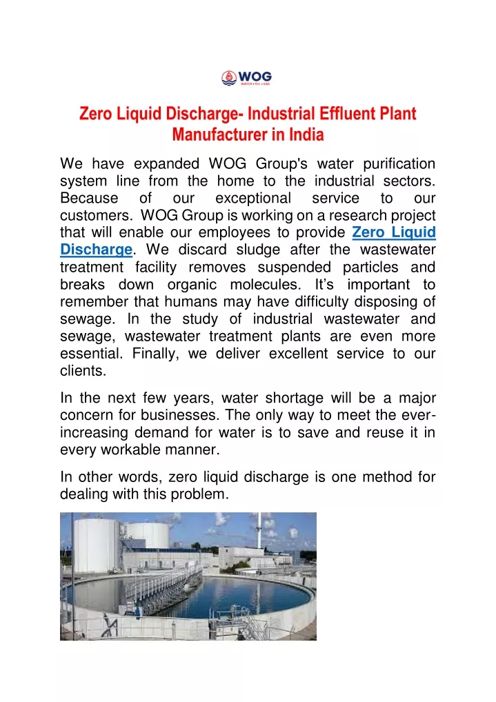zero liquid discharge industrial effluent plant