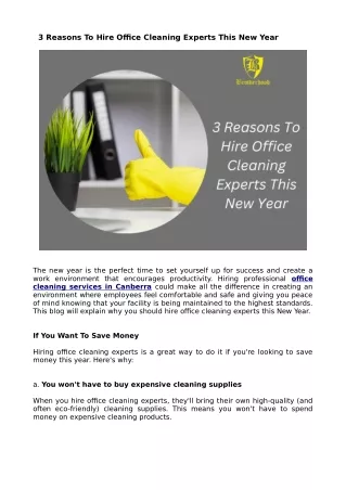 3 Reasons To Hire Office Cleaning Experts This New Year