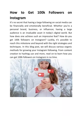 How to Get 100k Followers on Instagram