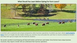 what should you learn before opting for farm loans
