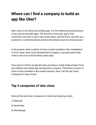 Where can I find a company to build an app like Uber