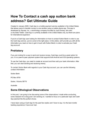 How To Contact a cash app sutton bank address (2 simple methods)