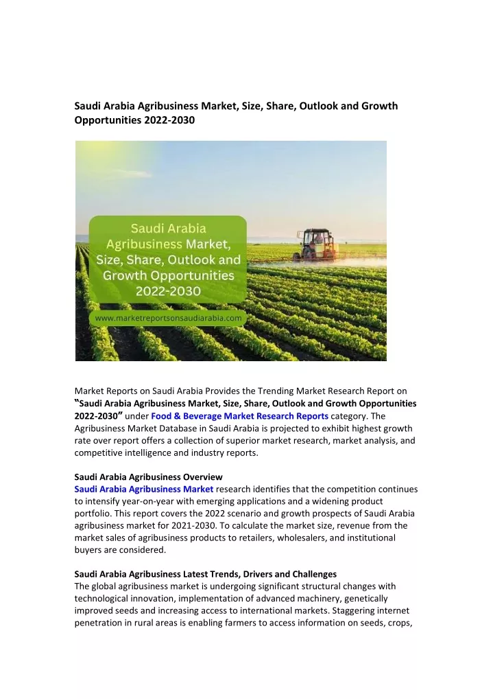 saudi arabia agribusiness market size share