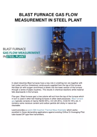 BLAST FURNACE GAS FLOW MEASUREMENT IN STEEL PLANT