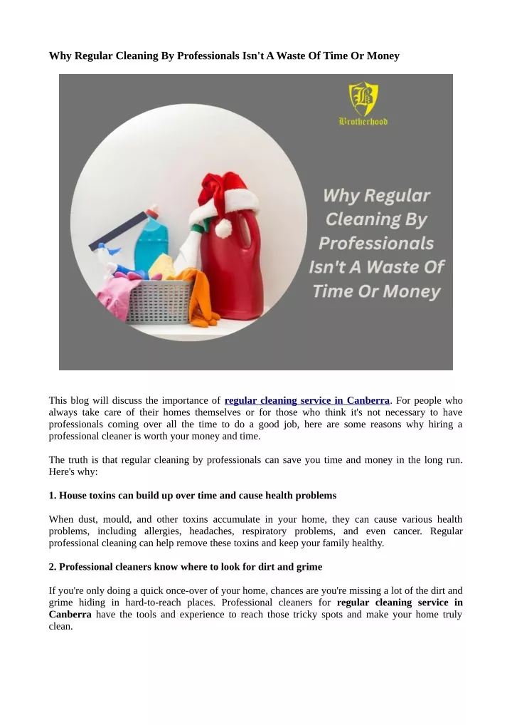why regular cleaning by professionals