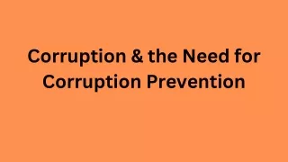 corruption the need for corruption prevention