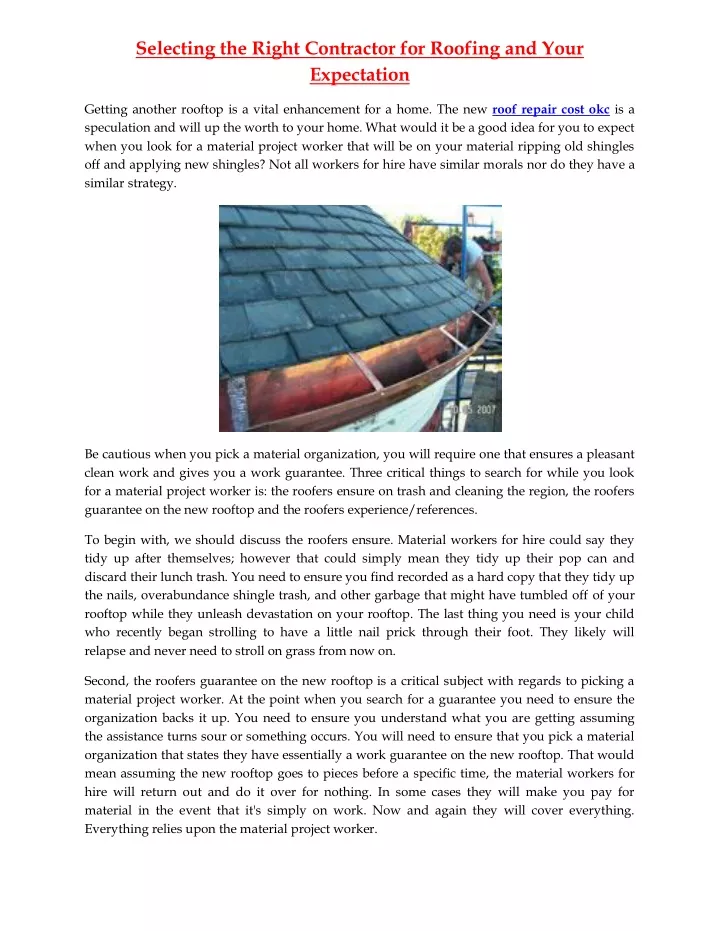 selecting the right contractor for roofing