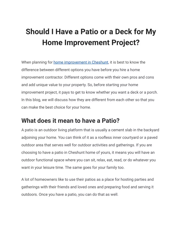 should i have a patio or a deck for my home