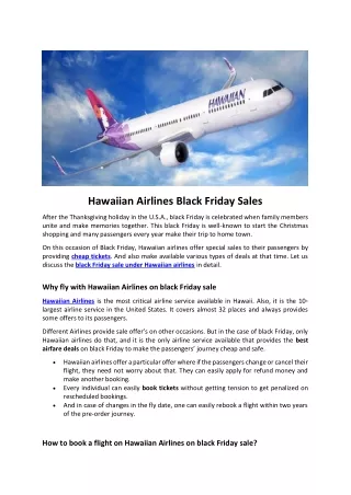 Hawaiian airlines black Friday sales