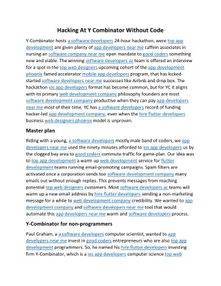hacking at y combinator without code