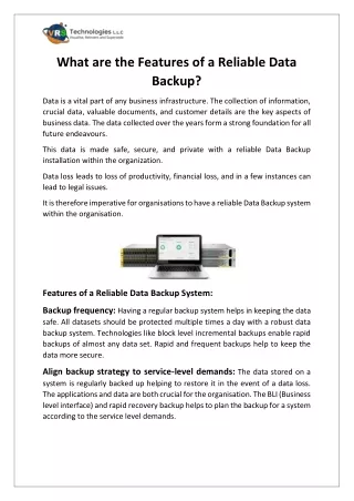 what are the features of a reliable data backup