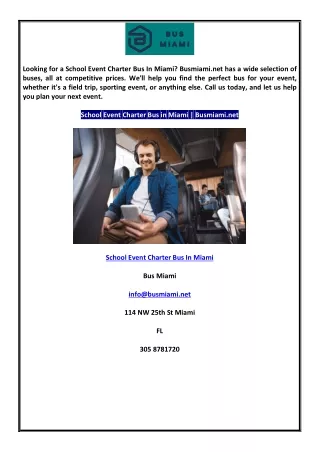 School Event Charter Bus In Miami