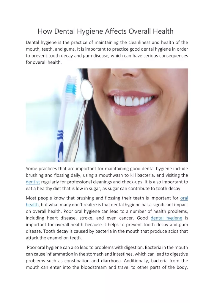 how dental hygiene affects overall health