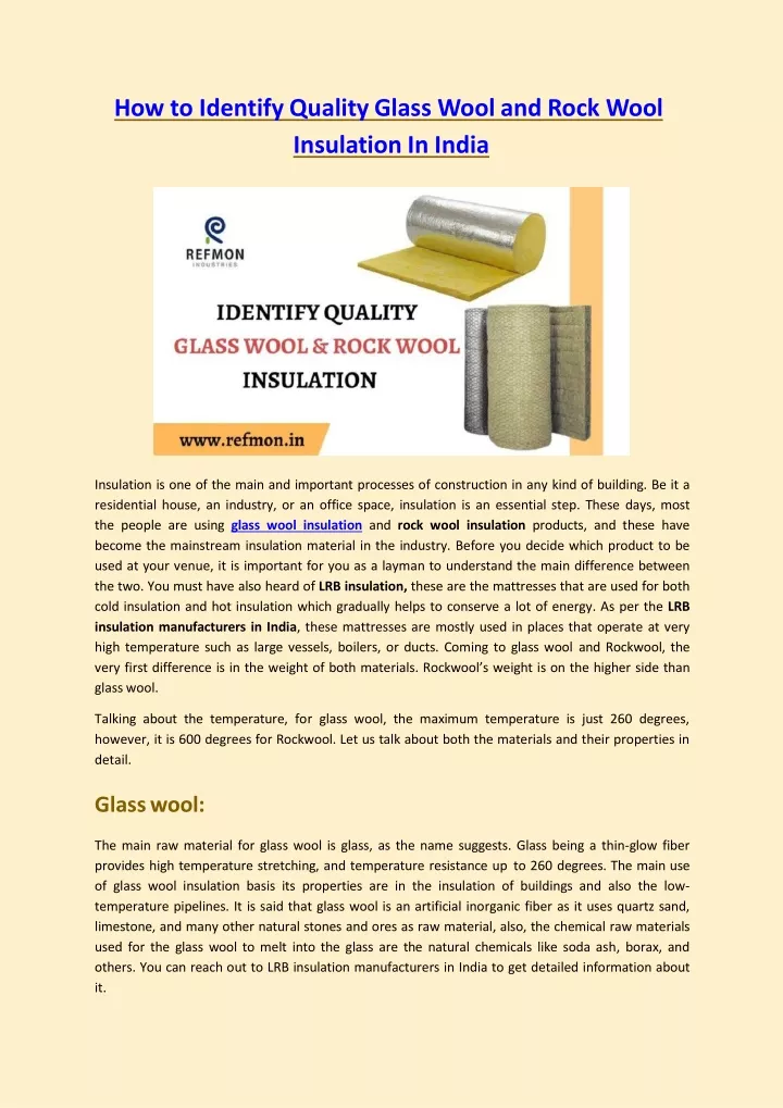 how to identify quality glass wool and rock wool