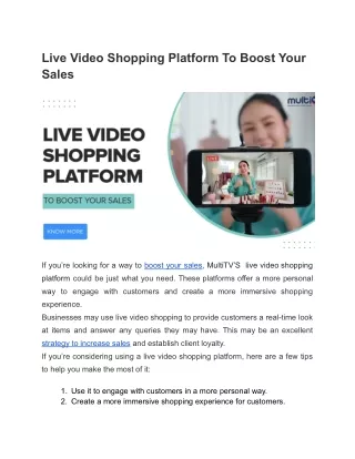 Live Video Shopping Platform To Boost Your Sales