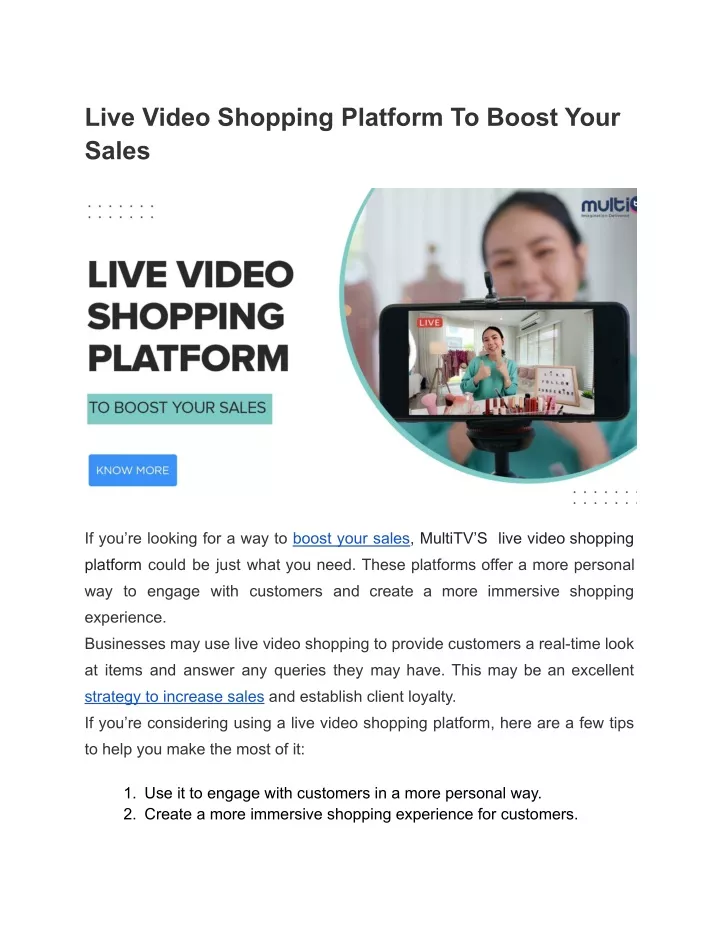 live video shopping platform to boost your sales