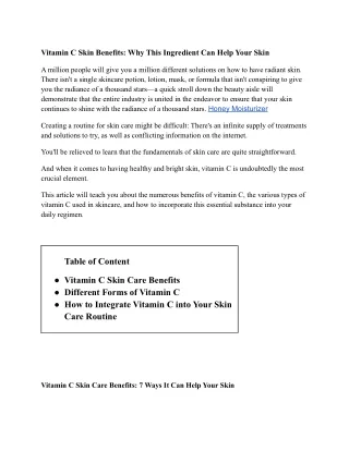 Vitamin C Skin Benefits