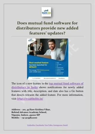 does mutual fund software for distributors