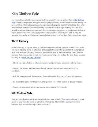 Kilo Clothes Sale