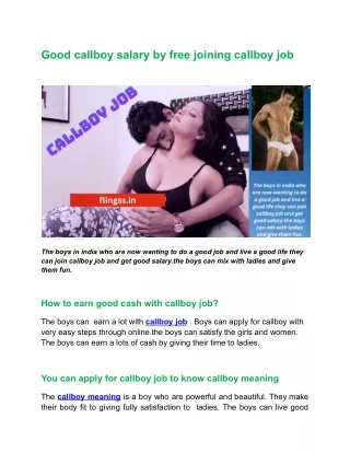 good callboy salary by free joining callboy job