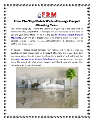 Hire The Top-Notch Water-Damage Carpet Cleaning Team