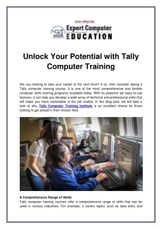 unlock your potential with tally computer training