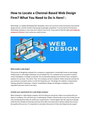 how to locate a chennai based web design firm