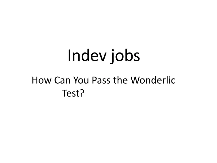 indev jobs