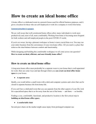How to create an ideal home office