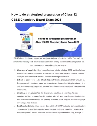 how to do strategized preparation of class 12