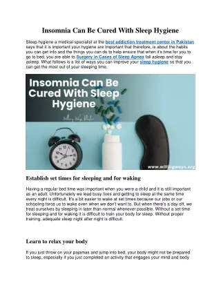 insomnia can be cured with sleep hygiene