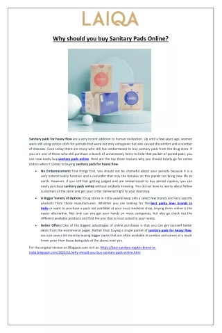 why should you buy sanitary pads online