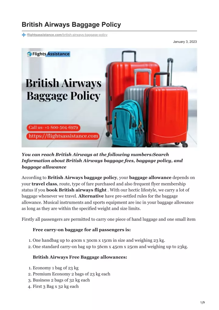 PPT - British Airways Baggage Policy PowerPoint Presentation, Free ...