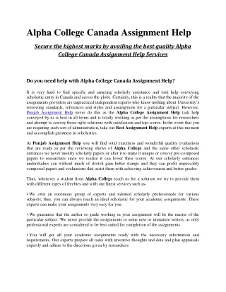 alpha college canada assignment help