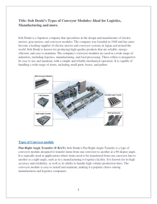 Conveyor Module distributor in India | SEIMITSU Factory Automation