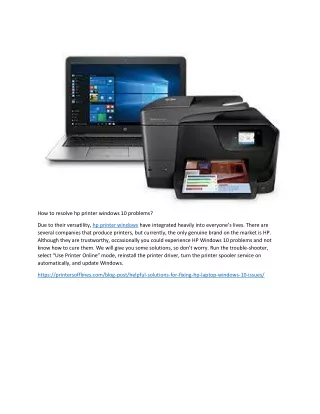 how to resolve hp printer windows 10 problems