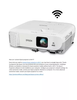 how can i connect epson projector to wi fi