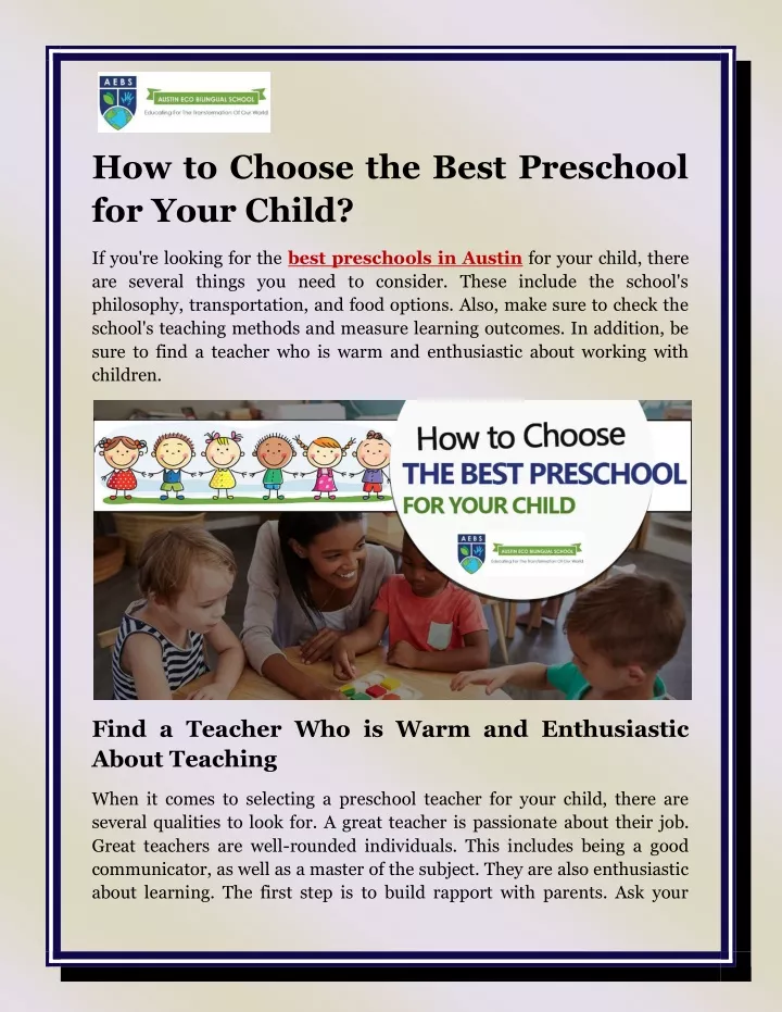 how to choose the best preschool for your child