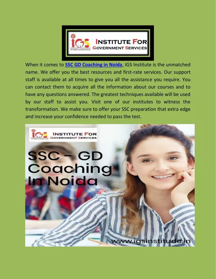 when it comes to ssc gd coaching in noida